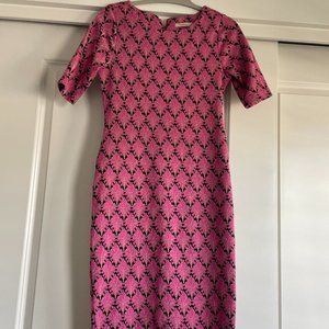 Darling Brand Pink, Pink Knit Sheath Dress with Sleeves